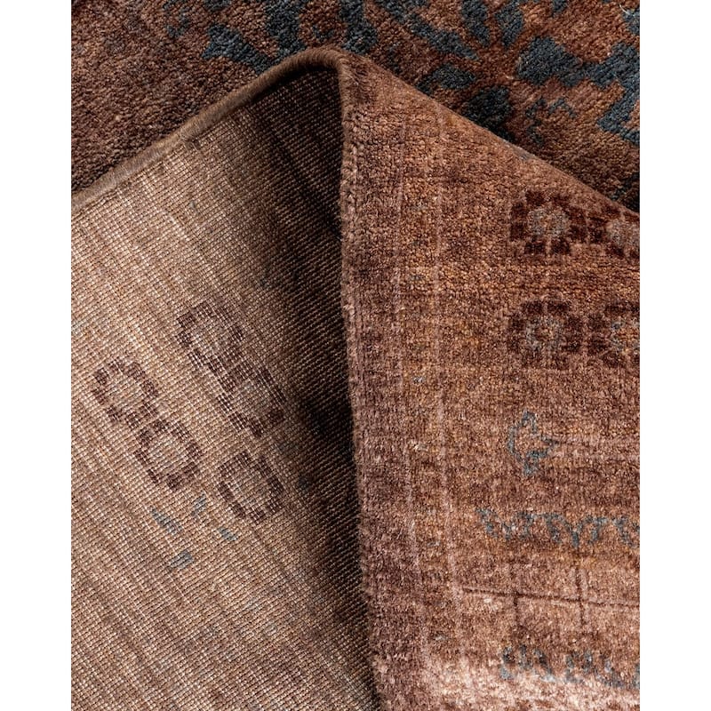 Overton Hand Knotted Wool Vintage Inspired Modern Contemporary Overdyed Brown Runner Rug - 2' 7" x 9' 3"