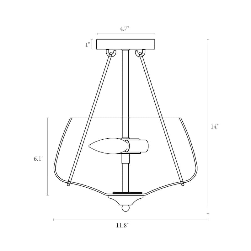 Modern Glam Gold 3-Light Urn Chandelier Glass Flush Mount Ceiling Light for Dining Room - D11.8" x H14"