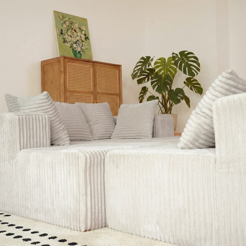 GDFStudio - American Design Modular 130" U-Shaped Sectional Sofa, Chaise Lounge with Reversible Layout