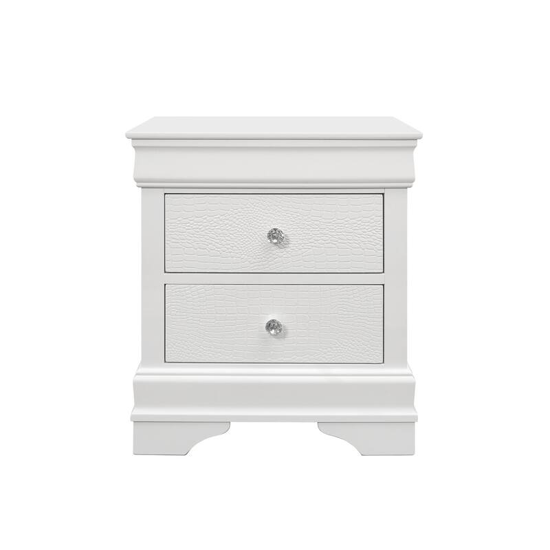 2-Drawer Nightstand with Felt-Lined Top Drawer and Bronze Pulls - Transitional Bedside Table