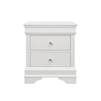 2-Drawer Nightstand with Felt-Lined Top Drawer and Bronze Pulls - Transitional Bedside Table