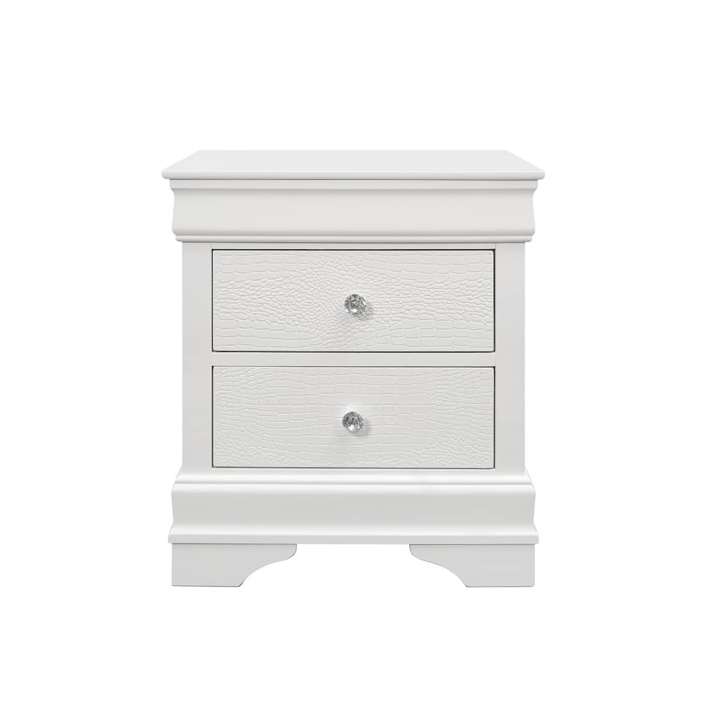 2-Drawer Nightstand with Felt-Lined Top Drawer and Bronze Pulls - Transitional Bedside Table