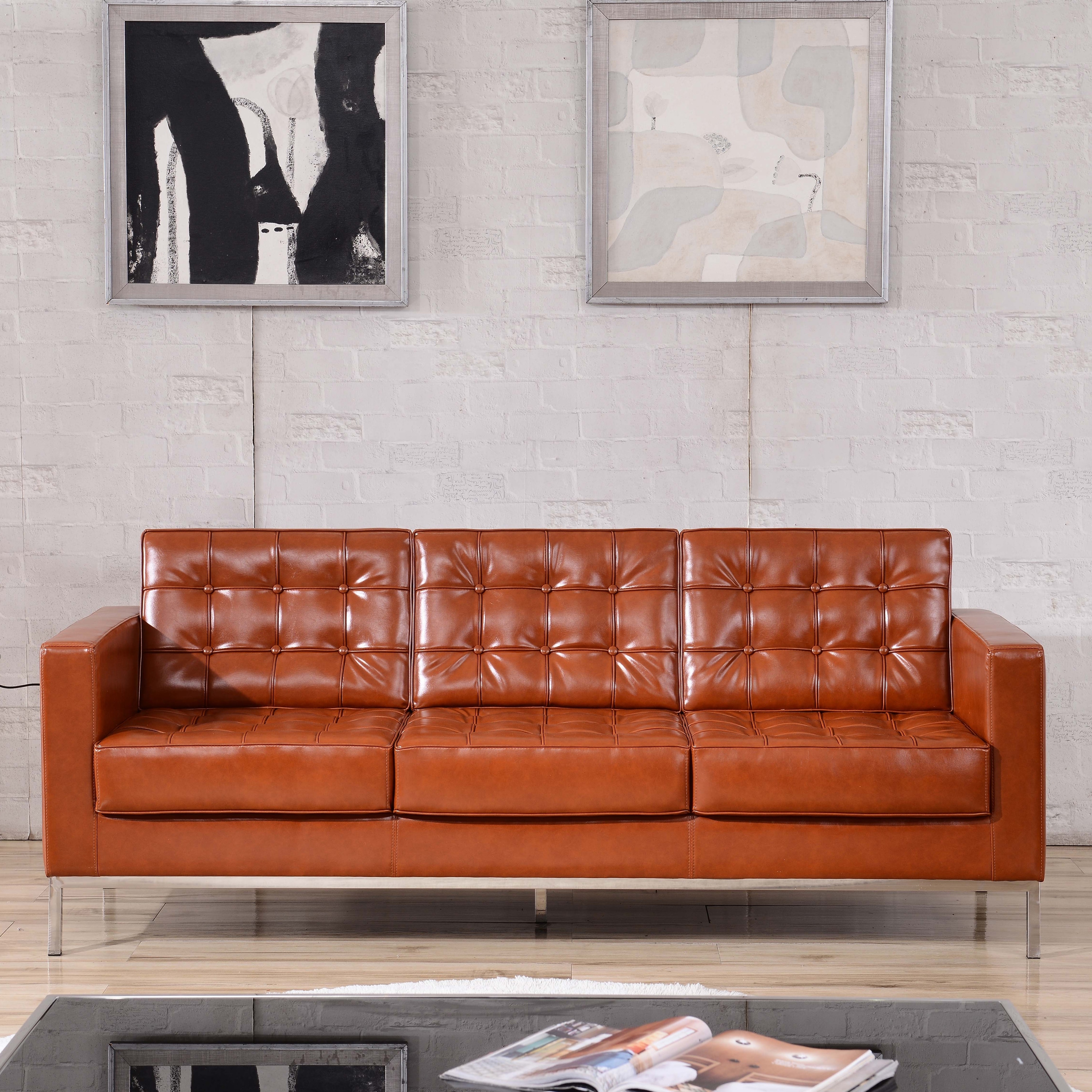 Shop Strick Bolton Wolcott Faux Leather Sofa With Stainless