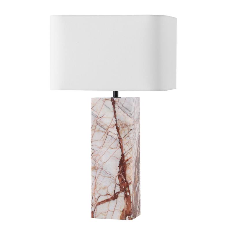 SAFAVIEH Couture Chrisette Marble Square Base Table Lamp - 15"W x 15"D x 28"H