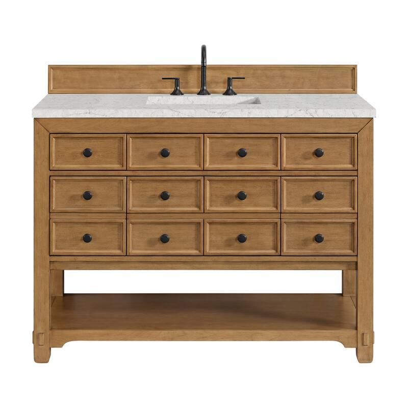 Malibu 48" Single Vanity, Amber Birch - Eternal Jasmine Pearl