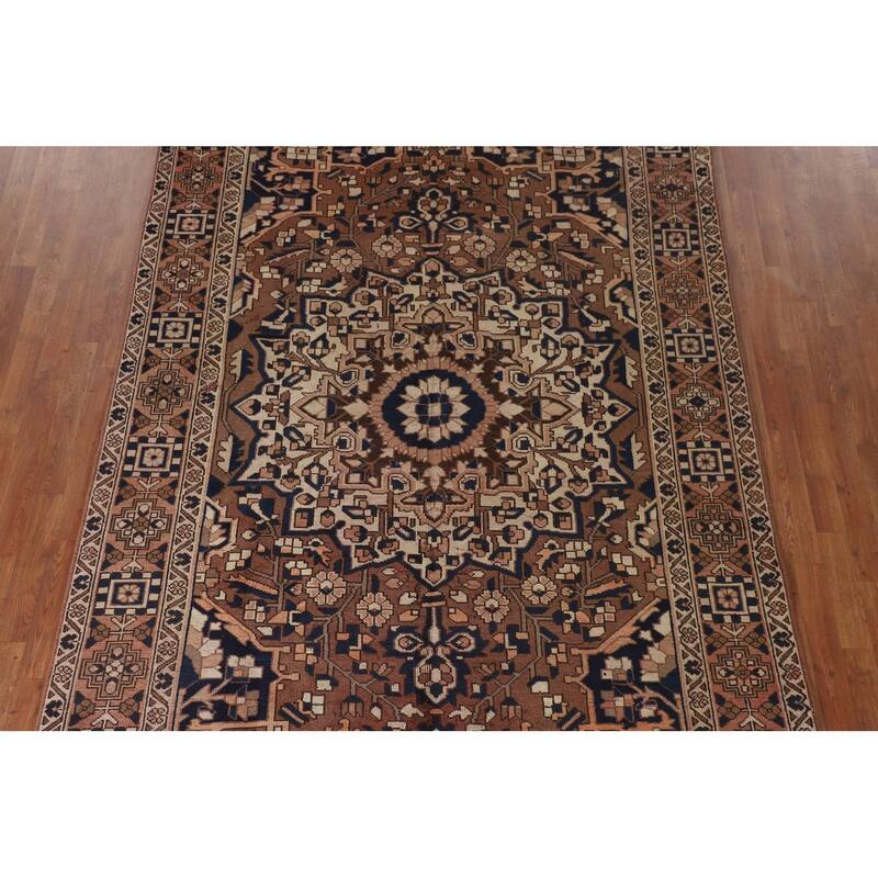Brown Bakhtiari Persian Vintage Area Rug Hand-Knotted Wool Carpet - 6'6"x 10'1"