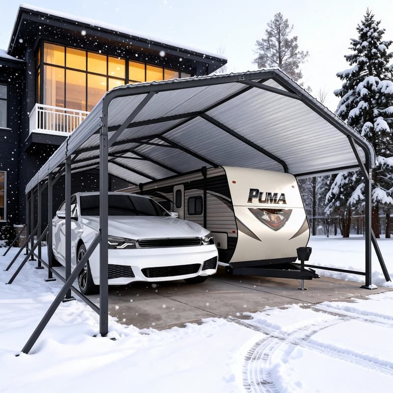 EROMMY Heavy Duty Metal Carport with Extra Support Poles, UV & Waterproof Car Canopy for Outdoor Vehicle Shelter