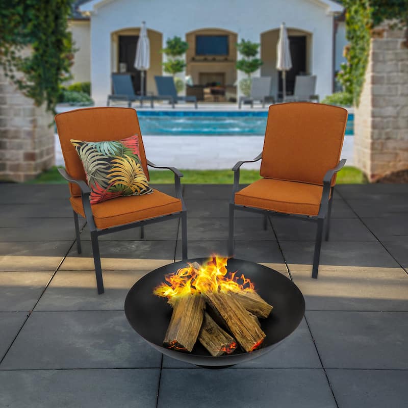 32" Black Cast Iron Fire Pit Bowl with Screen by National Tree Company