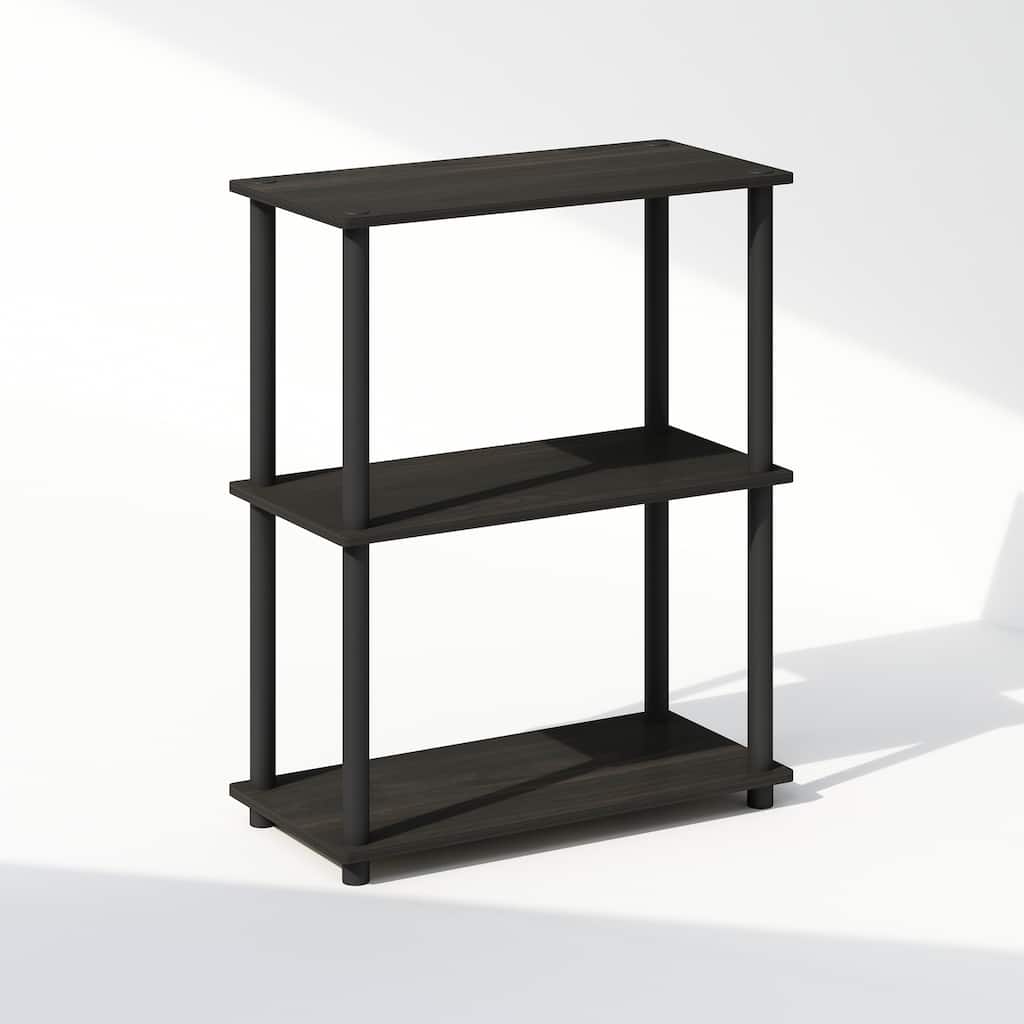 23.6 in. Tall Black Wood 3-Shelf Bookcase