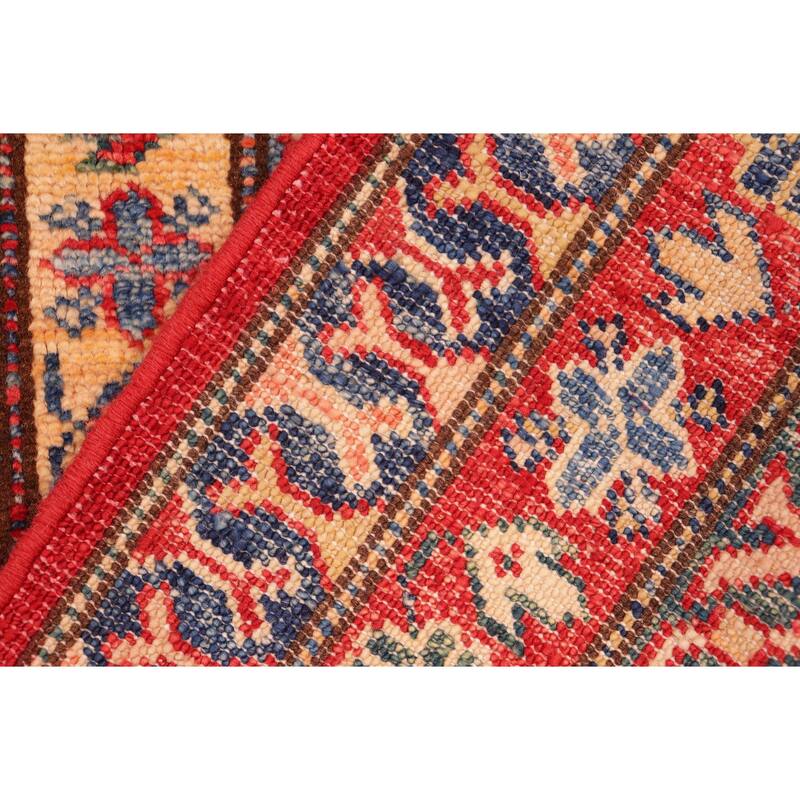 Tribal Super Kazak Briar Red/Beige Hand Knotted Wool Rug - 8'2'' x 10'0''