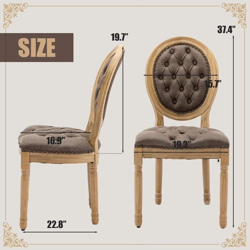 Upholstered French Style Nailhead Dining Chairs(Set of 6)