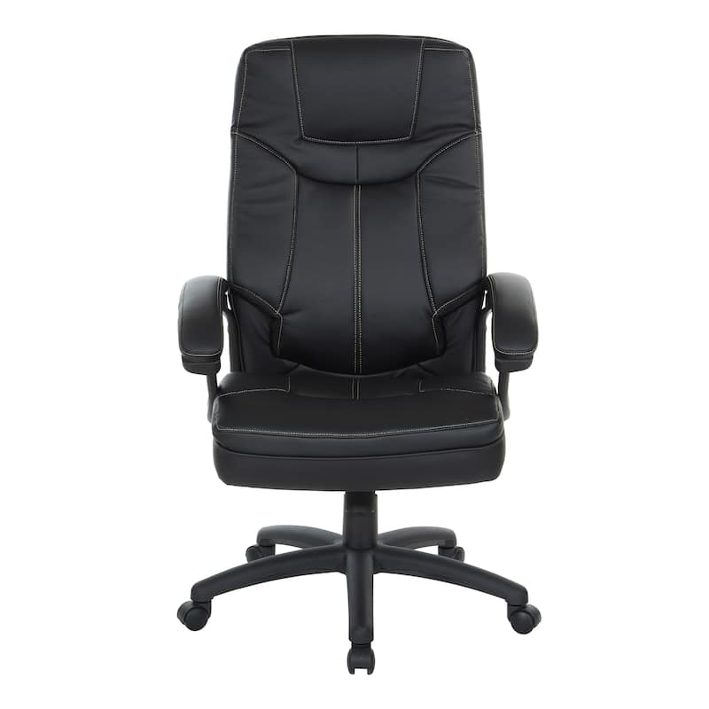 Executive Faux Leather High-Back Office Chair with Contrast Stitching
