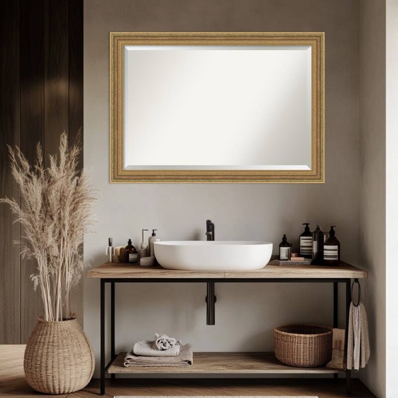 Elliot Gold Beveled Framed Bathroom Vanity Wall Mirror - Elliot Gold