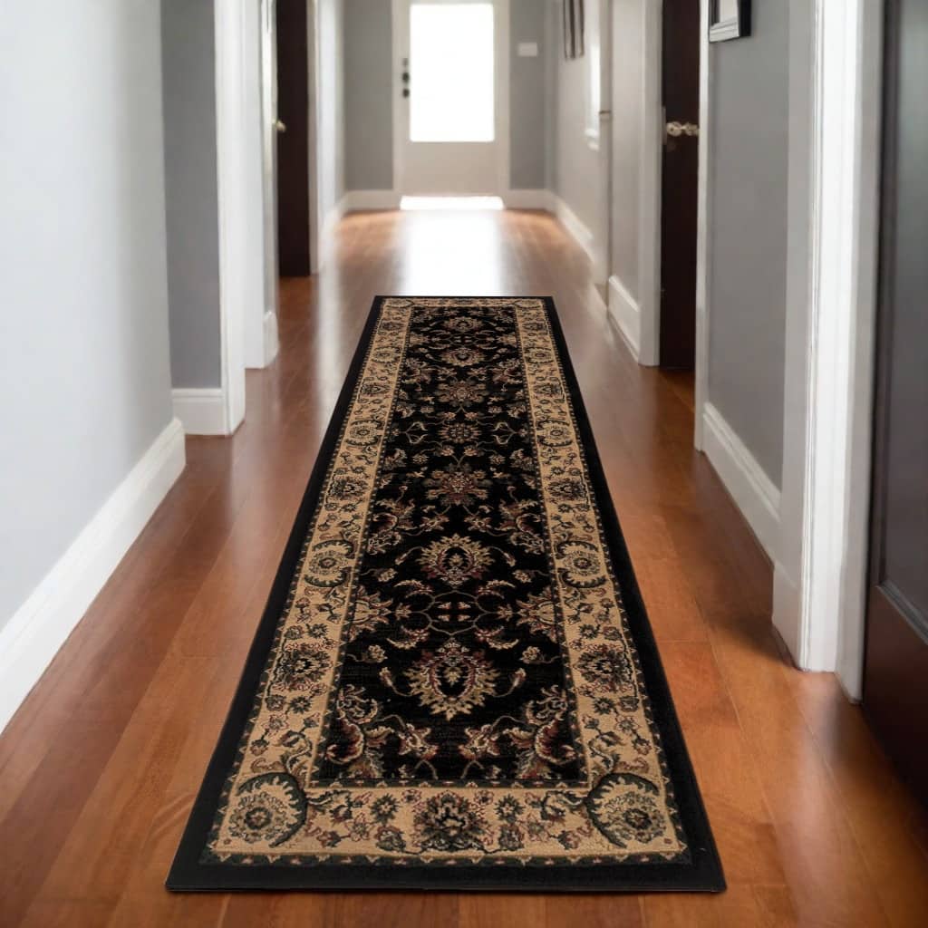 HomeRoots Oriental Traditional Runner Area Rug - 92.52 in. x 26.77 in. x 0.43 in.