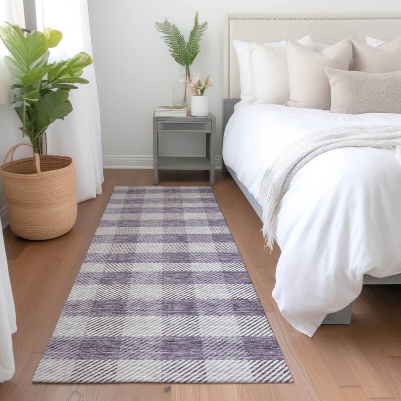 Premium Washable Super Soft Plaid Mayfield Rug - Lavender - 2'3" x 7'6"