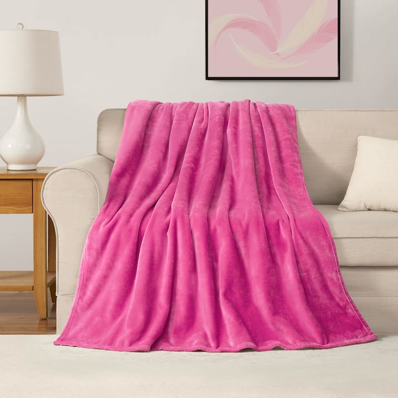 The Sheet Lab Solid Plush Throw Blankets - Hot Pink