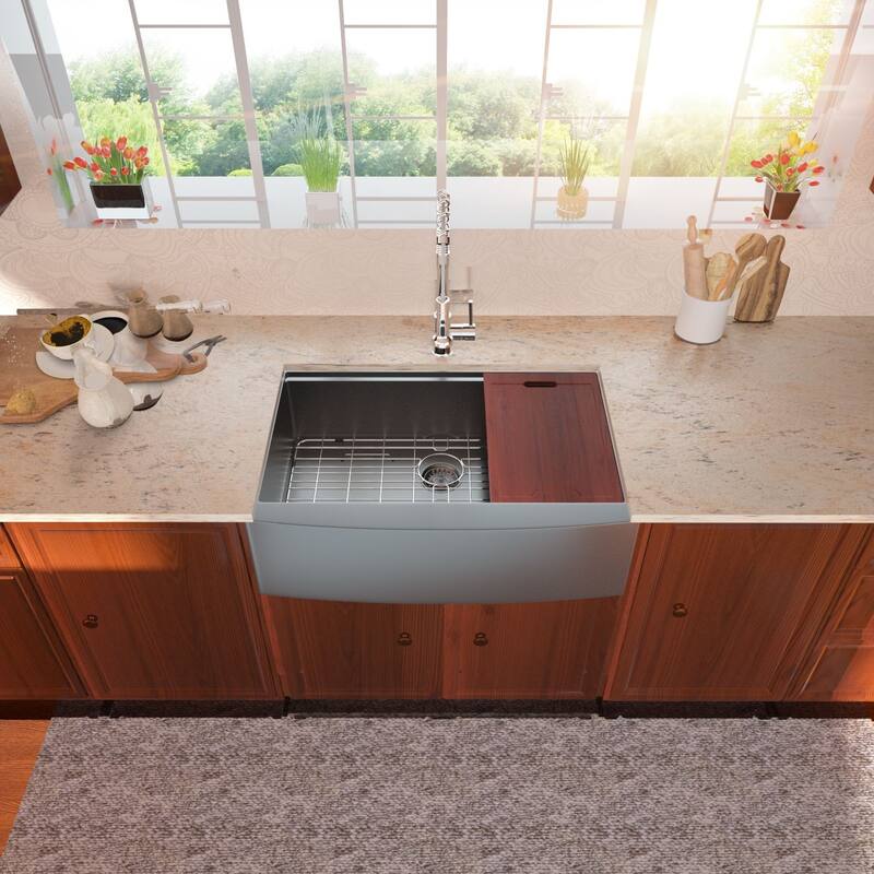 Lordear 30" Stainless Steel Sink Undermount Workstation Apron Front Kitchen Sink with Accessories - 30 in.W x 22 in.D x 10 in.H