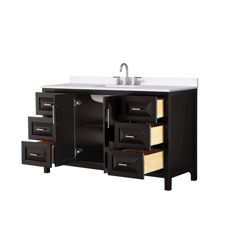 Daria 60-inch Single Vanity, 3 Hole Quartz Top