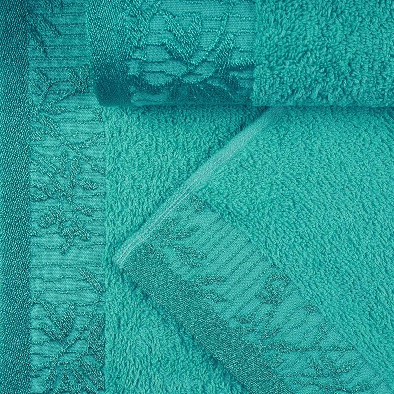 Superior Wisteria Cotton Floral Jacquard Border Bath Towel Set