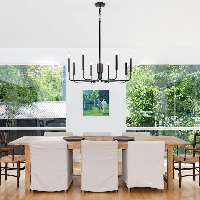 8 - Light Candle Style Chandelier Farmhouse Light Fixture for Kitchen Island Bedroom Entryway - N/A