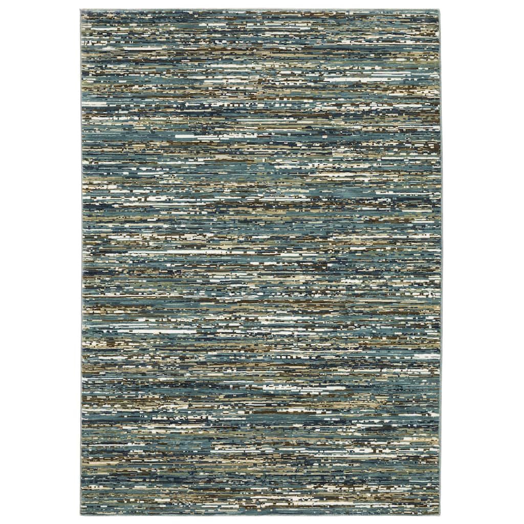 Style Haven Raphael Distressed Stripes Blue/Multi Mixed Pile Area Rug