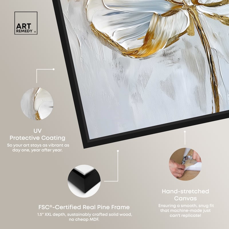 Art Remedy Gold Magnolia II Framed Floral Fine 1 Piece Canvas Wall Art