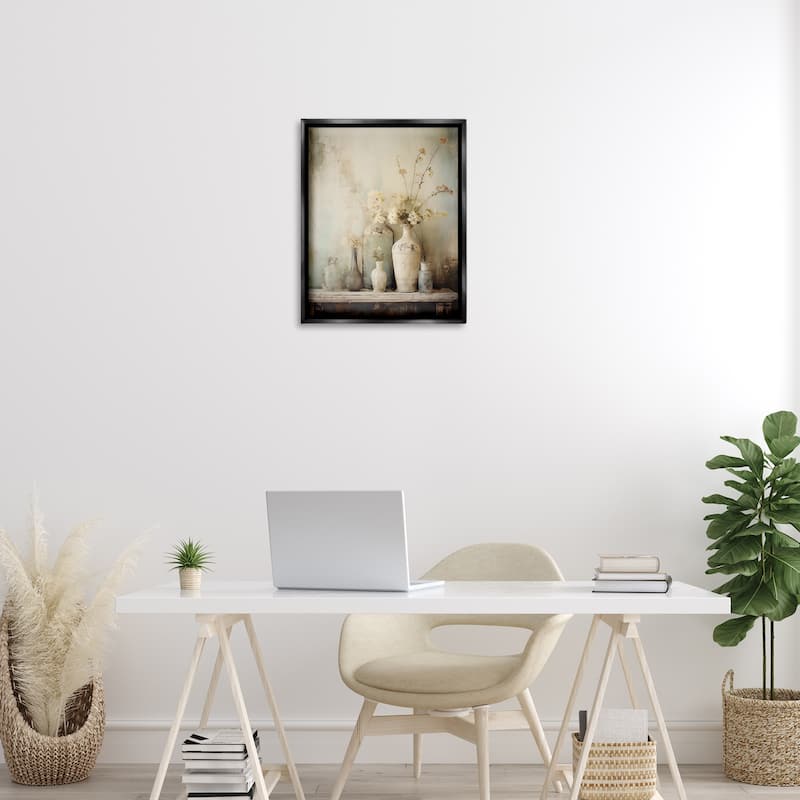 Stupell Faded Floral Beauty Still Life Framed Floater Canvas Wall Art Design By Arlington Prints