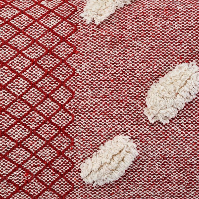 Sevita Heute Red Zeal Pom Throw Pillow