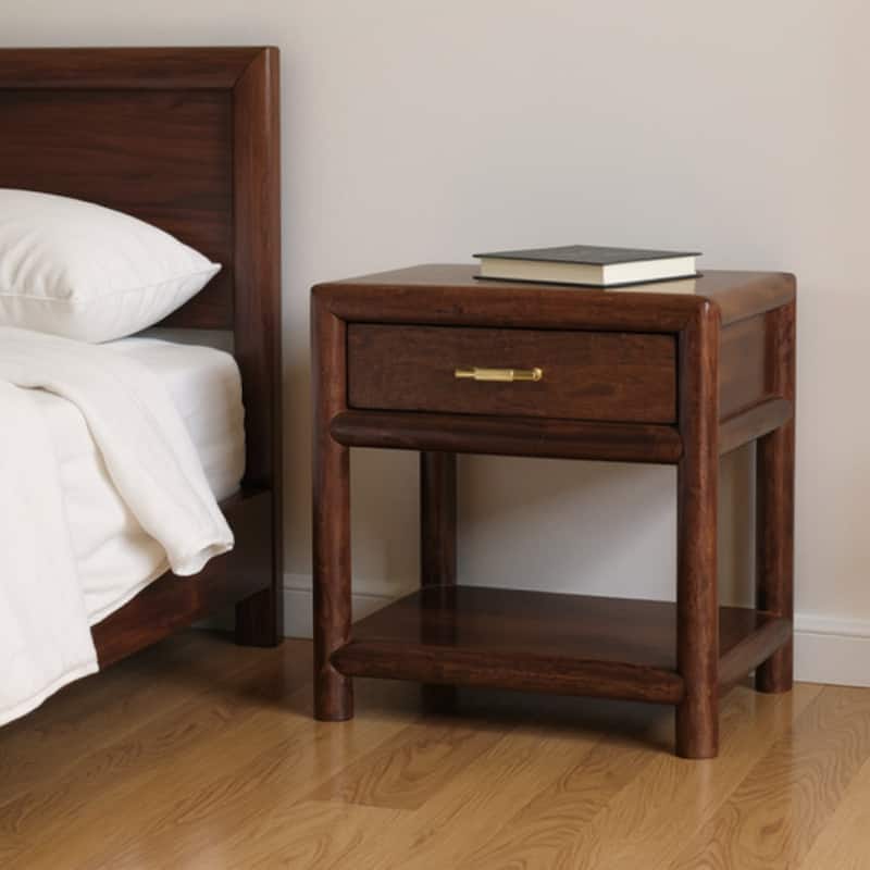 HomeRoots 20" Chestnut Solid Wood Square One Drawer Nightstand - Chestnut - 1-drawer