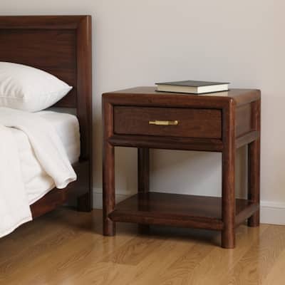 HomeRoots 20" Chestnut Solid Wood Square One Drawer Nightstand