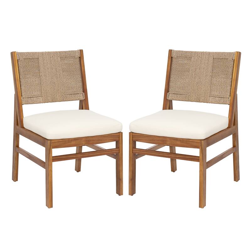 Christopher Knight Home - Arly Outdoor Solid Wood & Wicker Dining Chair Set with Cushions (Set of 2)