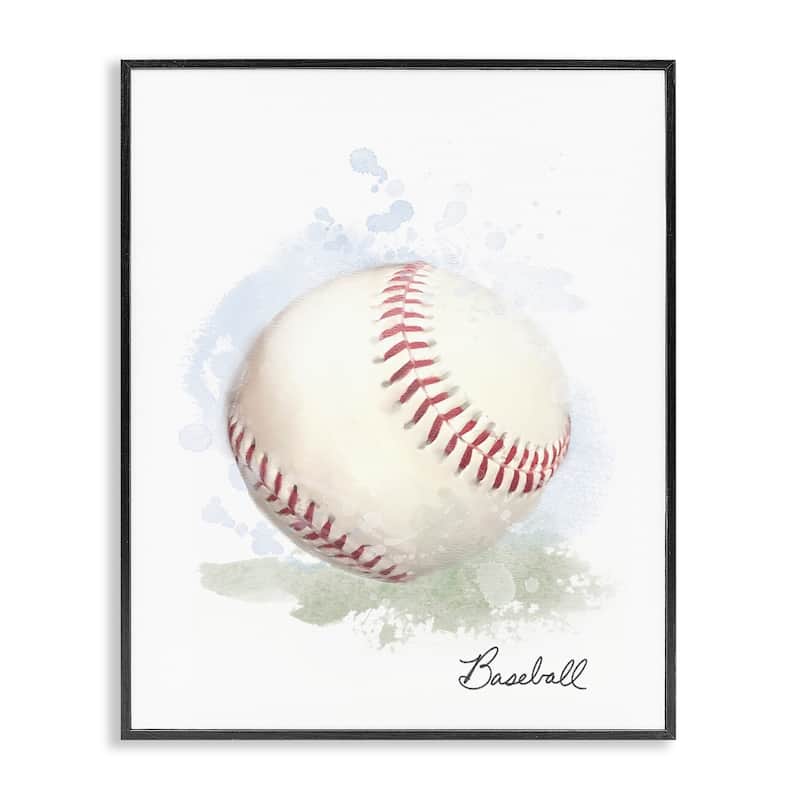 Stupell Soft Pastel Baseball Framed Giclee Art Design By Matthew Piotrowicz - 16 x 20 - Black