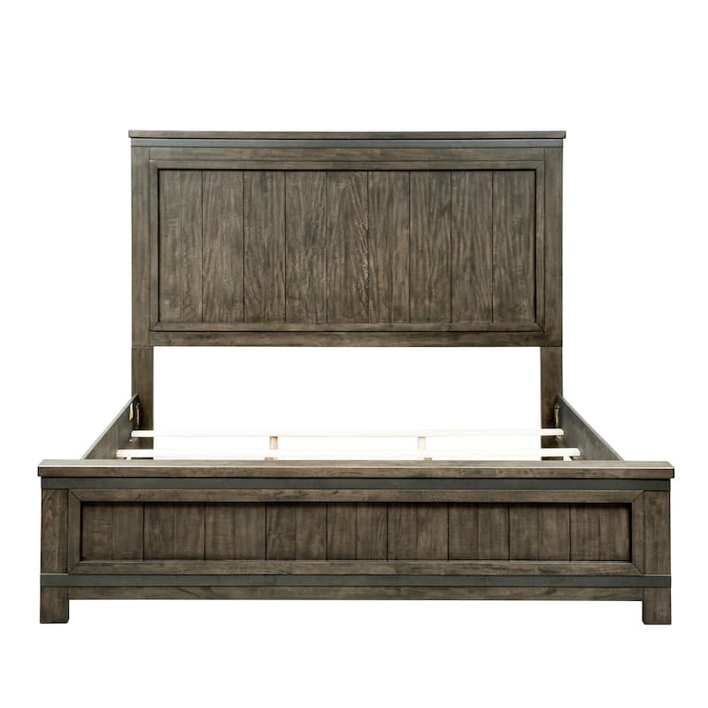 Thornwood Hills Rock Beaten Gray with Saw Cuts Queen Panel Bed