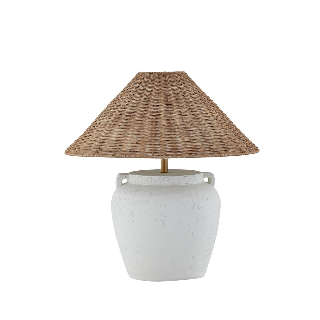 Marietta 23" Table Lamp with Rattan Shade, White