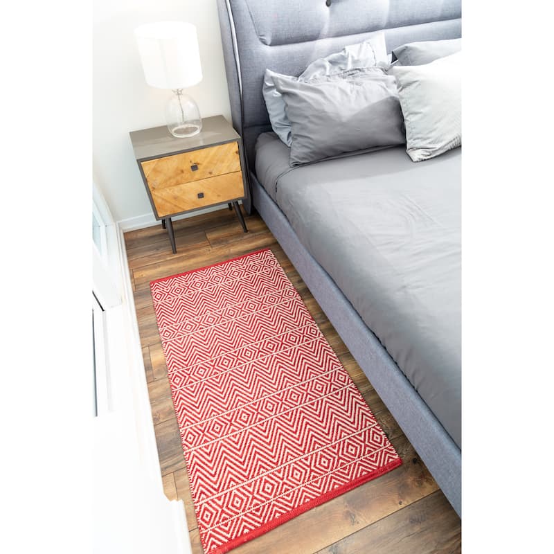 Fabstyles Herringbone Flatweave Cotton Area Rag Rug for Living Room