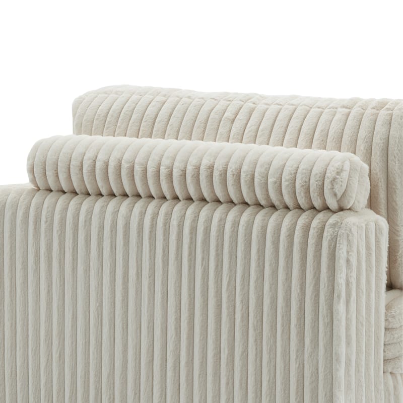 42" W Plush Corduroy Upholstered Chaise Lounge Sleeper for Living