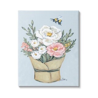 Stupell Pink & White Bouquet Canvas Wall Art Design by Sara Baker - Bed ...