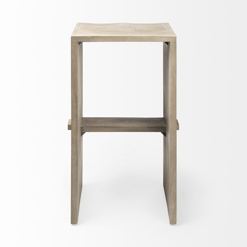 Mango Wood Backless Counter Height Bar Chair with Footrest