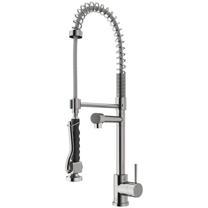 VIGO Zurich 27" H Single Handle Pull-Down Sprayer Kitchen Faucet - Without Extras - Stainless Steel
