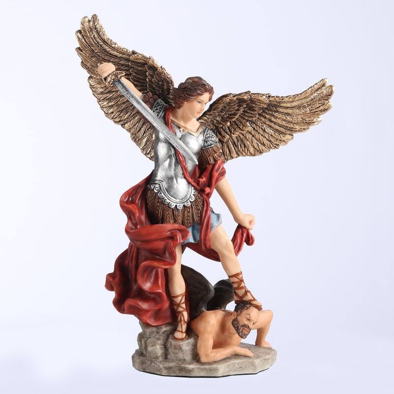 6.3 inches Height Polyresin Archangel Saint Michael Vanquishing Demon Multicolor Finish Figurine