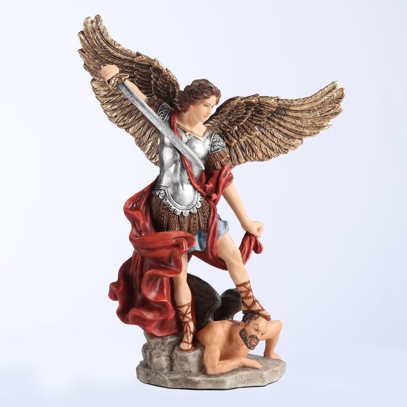 6.3 inches Height Polyresin Archangel Saint Michael Vanquishing Demon Multicolor Finish Figurine
