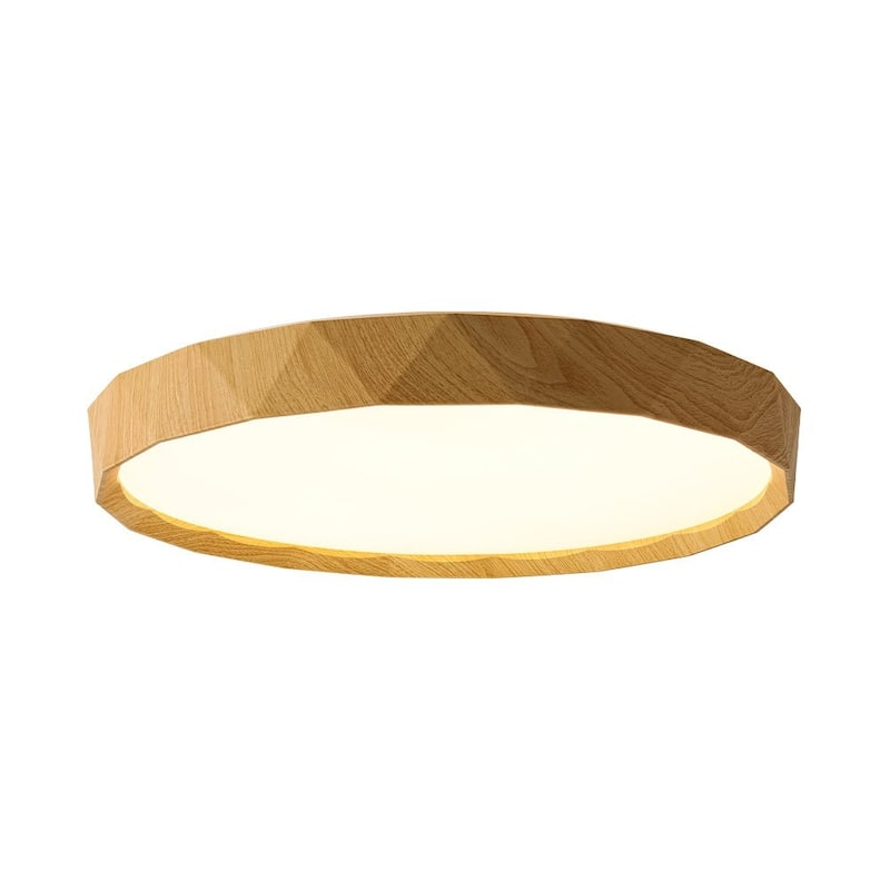 Dimmable LED Flush Mount Ceiling Light with Wood Look Finish 5 CCT 30W