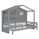 preview thumbnail 5 of 16, Twin Size House Bed with Shelves with Window and Sparkling Light Strip on the Roof