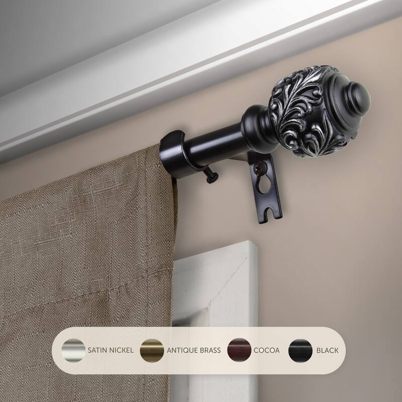 InStyleDesign Tova Adjustable Curtain Rod - 28 to 48 inches - Black