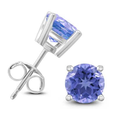 Marquee 14K White Gold 5MM Round Tanzanite Earrings