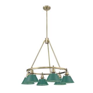 Orwell 6-Light Chandelier in Aged Brass with Pine Green - 6 Light Chandelier