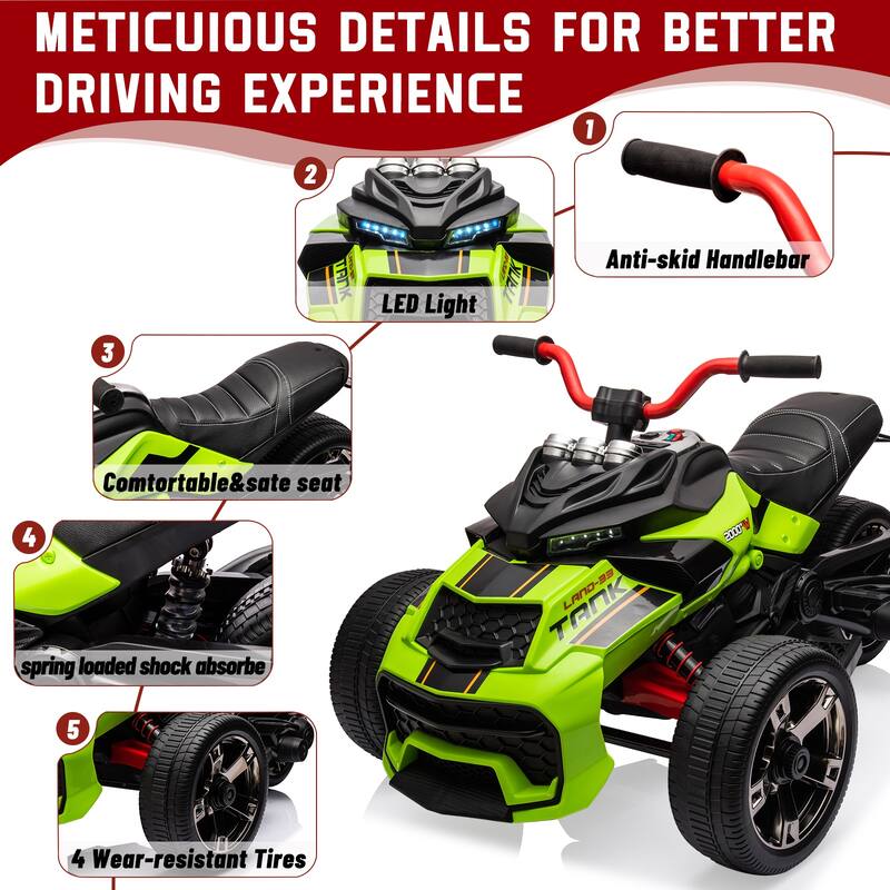 3 Wheeler Electric Vehicle 12v Kids Ride on ATV Car for Kids 3-8 Best Gift