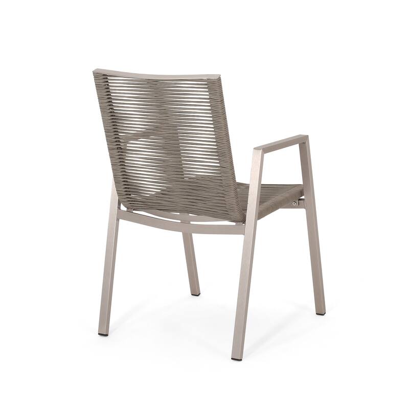 Roomfitters Outdoor Modern Aluminum Dining Chair with Stylish Rope Seat, Set of 2, Durable and Comfortable Design