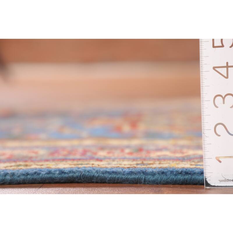 Blue Geometric Heriz Serapi Indian Foyer Rug Handmade Wool Carpet - 3'0"x 5'1"