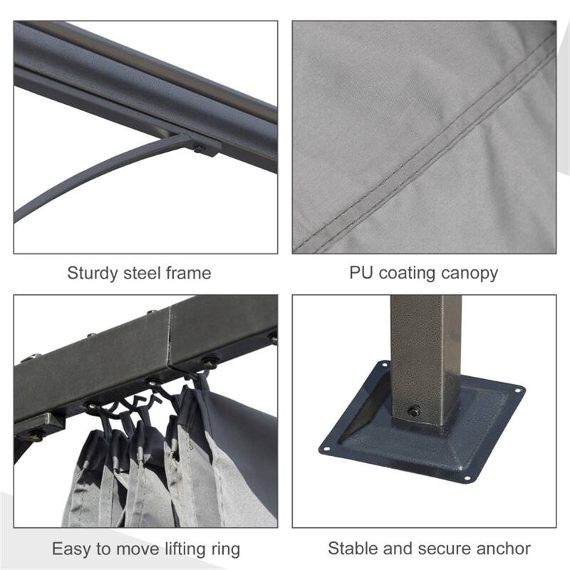 9.8x9.8 ft Patio Gazebo Pergola with Adjustable PU Canopy and Powder-Coated Steel Frame for Outdoor - 9.8' L x 9.8' W x 7.5' H
